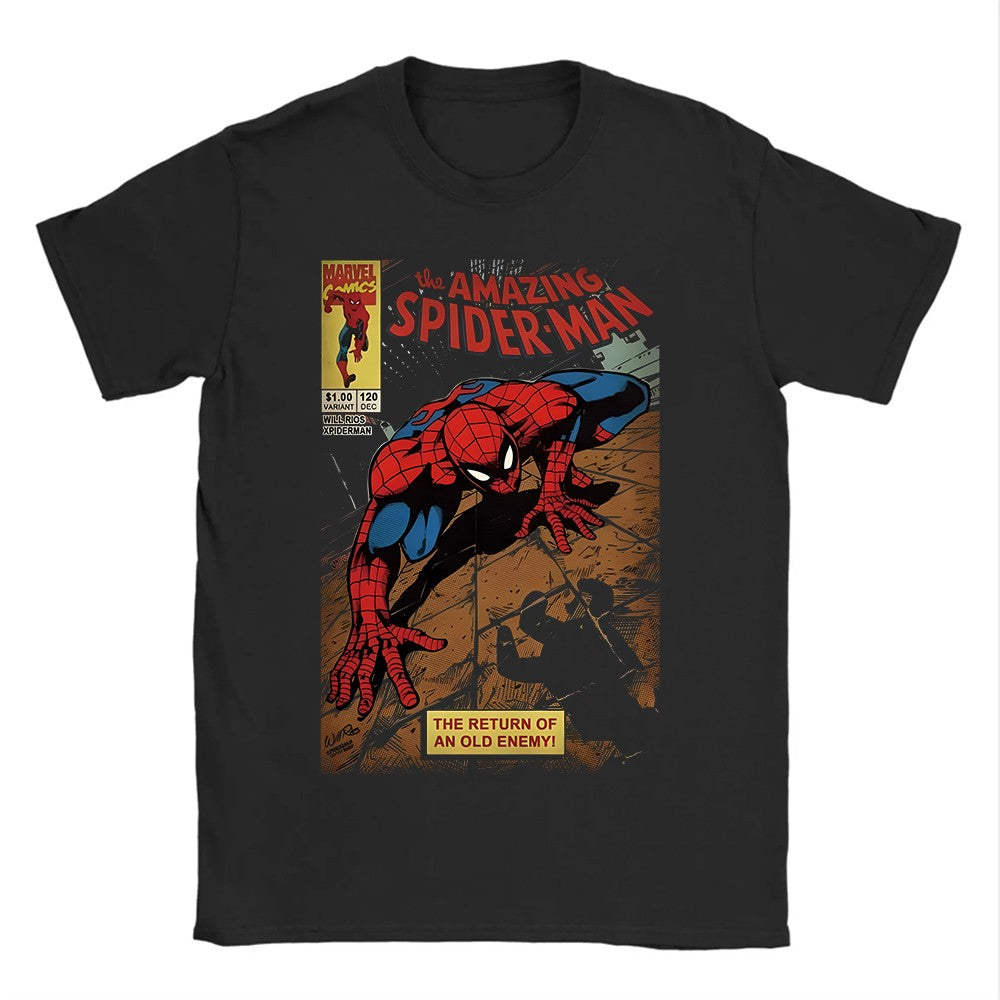 Vintage Spider-Man Comic Retro Comic Men Print T Shirts Merch Spiderman Loose Tees for Men Women Cotton Harajuku Y2k T-shirts