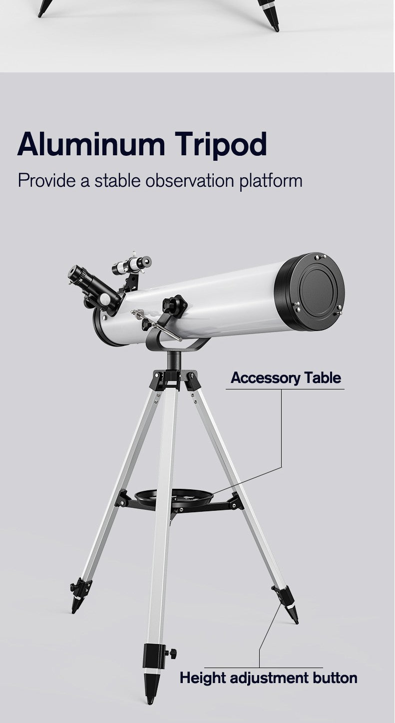 Telescópio Profissional Astronômico 875X F70076 Monocular 114MM de Grande Abertura 76700 para Observação de Estrelas, Pássaros, Lua e Filtro Solar