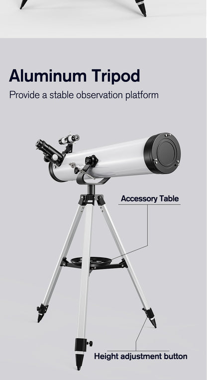 Telescópio Profissional Astronômico 875X F70076 Monocular 114MM de Grande Abertura 76700 para Observação de Estrelas, Pássaros, Lua e Filtro Solar