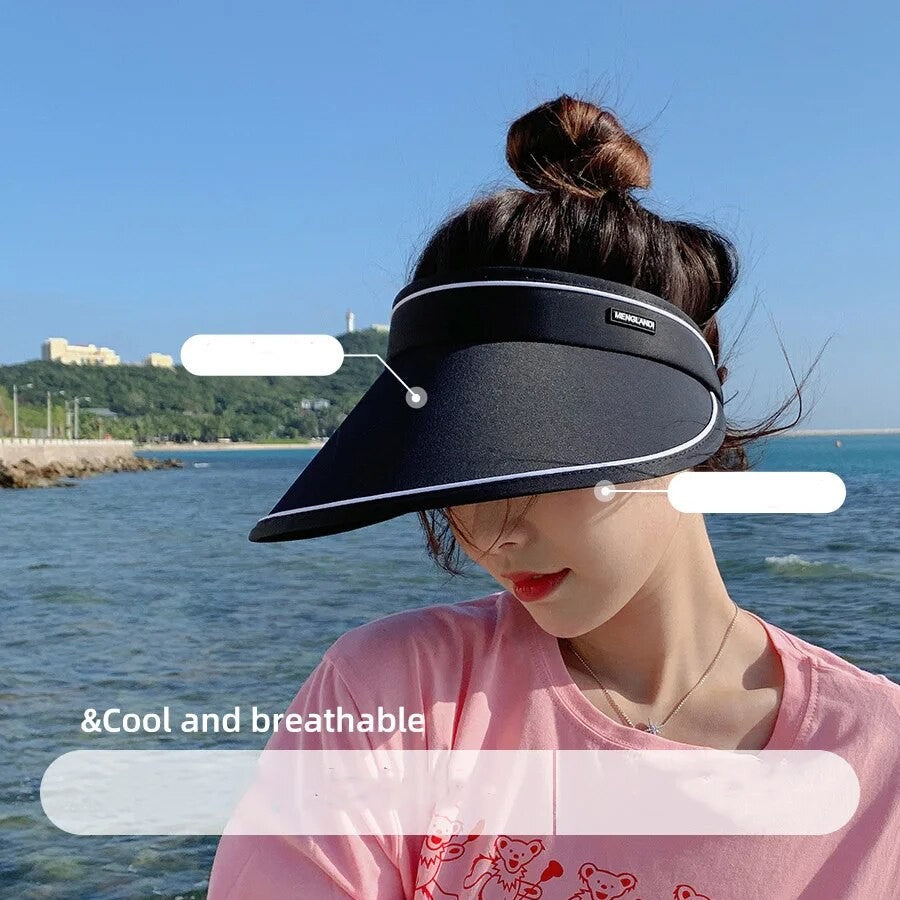 New Sun Hat Women's Uv Protection Sun Hat Summer Empty Cap Large Brim Outdoor Cycling Face Shade Hat Woman