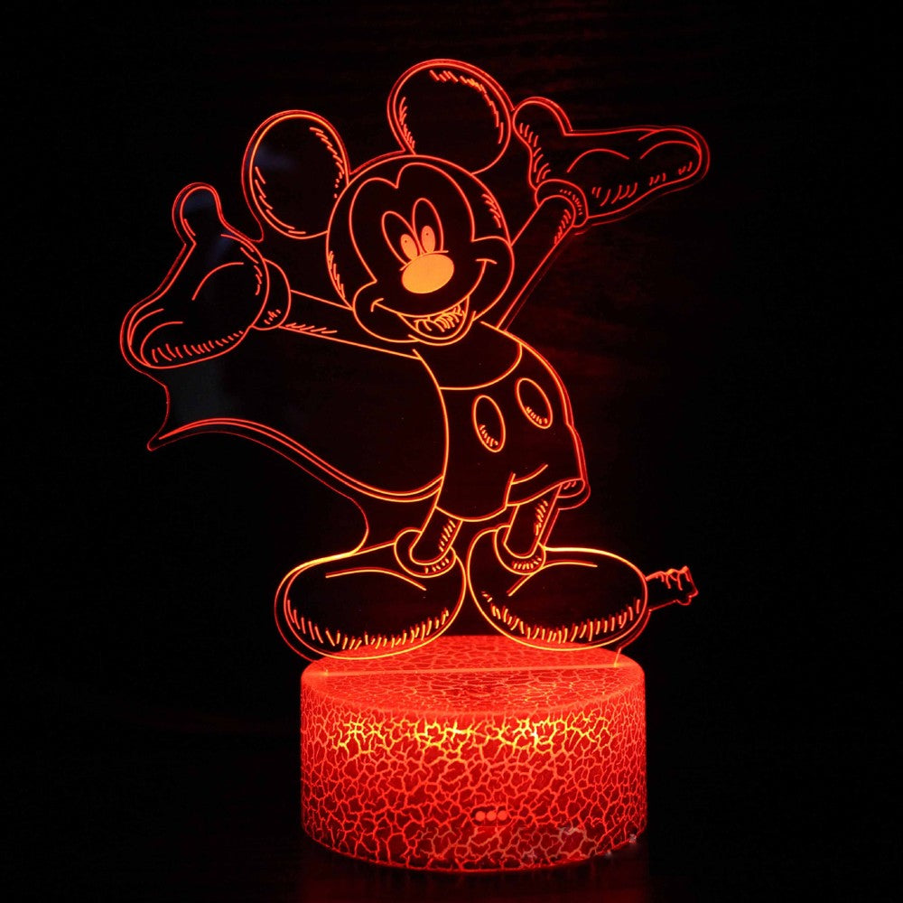 3D Night Light Mickey Mouse Clubhouse 7/16 Color Changing USB charging  Light Bedroom Decorative Light Children's Birthday Gift