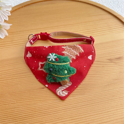Coleira triangular de Natal para pets, coleira de gato fofa, acessórios de Natal para gatos, coleira de cachorro, alce vermelho