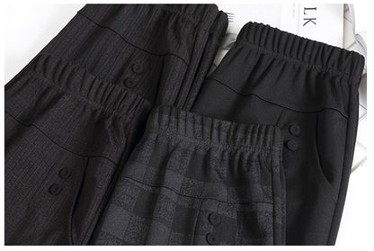 6XL 7XL 8XL Middle-aged Elderly Women's Trousers Spring Autumn Elastic High Waist Straight Pants Mother Winter Warm Fleece Pants