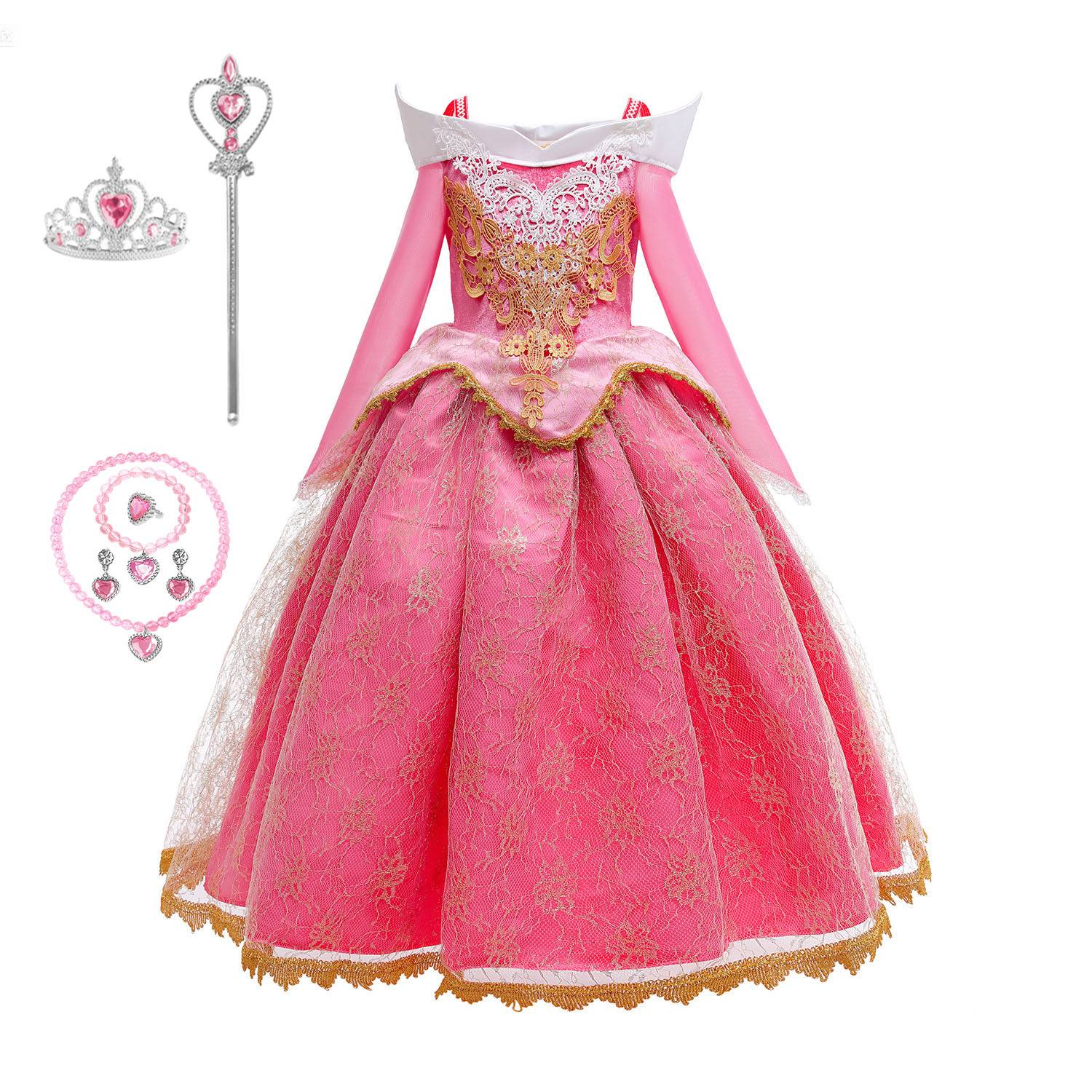 Sleeping Beauty Aurora Princess Halloween Cosplay Dress Off Shoulder Gift Carnival Party Fancy Princess Lace Dress