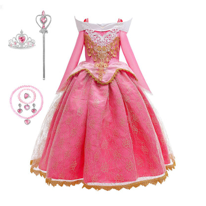 Sleeping Beauty Aurora Princess Halloween Cosplay Dress Off Shoulder Gift Carnival Party Fancy Princess Lace Dress