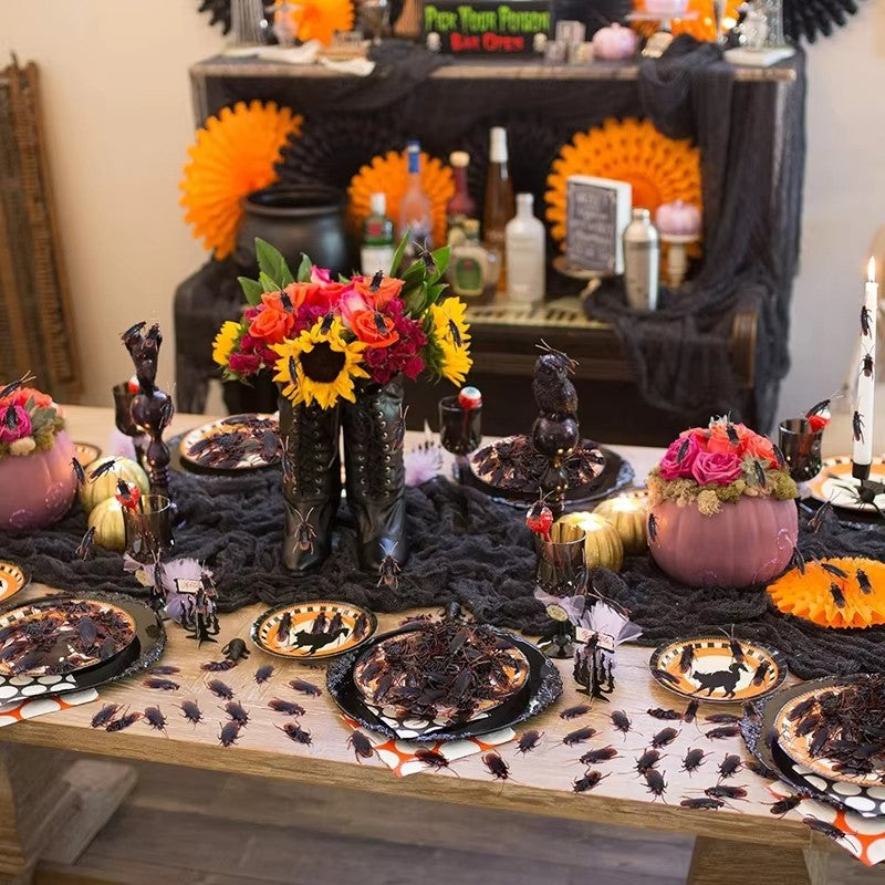 12/24pcs Halloween Simulation Bug Cockroach Spider Centipede Scorpion Plastics Prank Bug Funny 2025 Halloween DIY Decoration