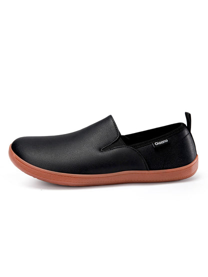 Oiaano  Wide Toe Men Minimalist Shoes  Comfortable Sneakers Leather Casual Shoes Black Slip On Leisure Loafers  Drive  Office