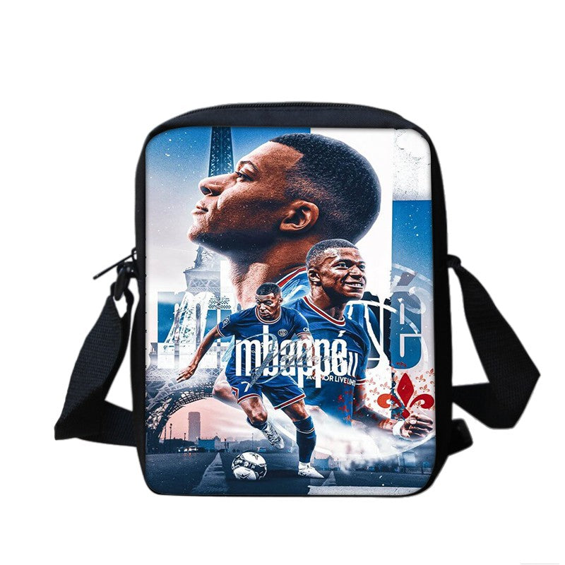 M-Mbappe Conjunto de 3 Peças Bolsa Escolar Mochila Esportiva de Futebol com Bolsas de Ombro Estojo para Canetas Mochila Escolar Jogador Estrela para Melhor Presente