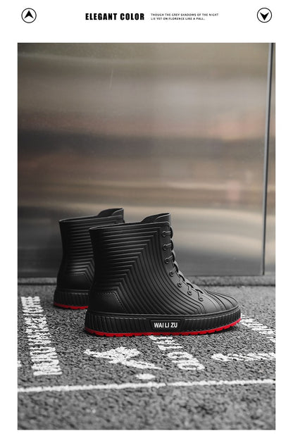 Versatile Casual Short-barreled Waterproof Shoes Men Women Lined With Fleece Warmth Anti-slip Wear-resistant Outdoors Rain Boots