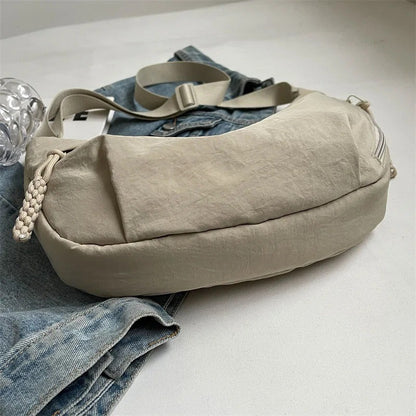 Durable Nylon Fabric Shoulder Bag High Capacity Women's Crossbody Messenger Bag Stylish Leisure Hobo Handbag for Everyday Use