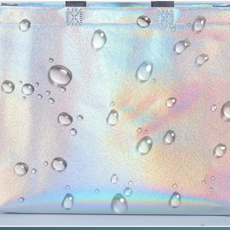 10Pcs Reusable Silver Laser Tote Bag Durable Non Woven Gift Shopping Bag for Wedding Bridesmaid Party Birthday Eco Friendly