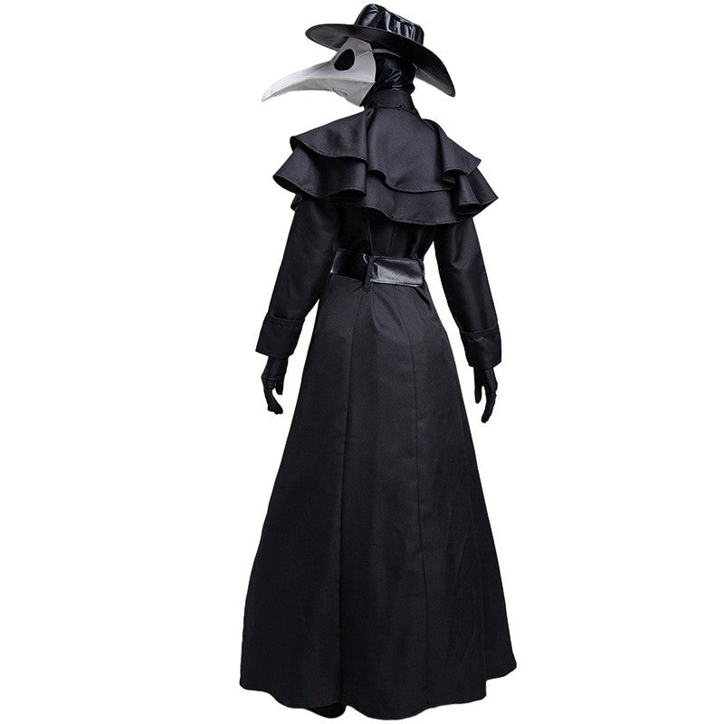 Halloween Medieval Hooded Robe Plague Doctor Costume Mask Hat for Men Monk Cosplay Steampunk Priest Horror Wizard Cloak Cape 5XL