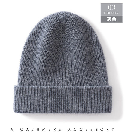Autumn Winter New 100% Cashmere Hat Women's One-Line Hat Knitted Hat Wool Hat Ear Protection High-Quality Couple Hat