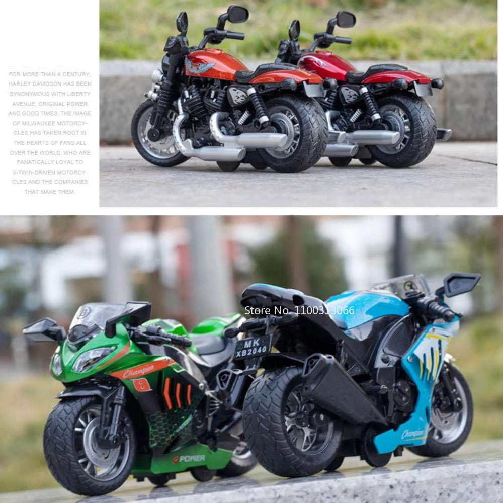 Modelo de Moto Kawasaki Escala 1:12 Miniatura em Liga Leve Brinquedo Carro Som Luz Pneus de Borracha Motocicletas Veículo Presente Perfeito para Meninos