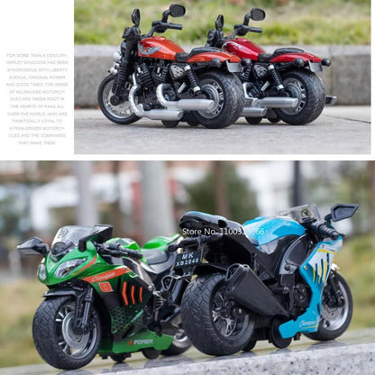 Modelo de Moto Kawasaki Escala 1:12 Miniatura em Liga Leve Brinquedo Carro Som Luz Pneus de Borracha Motocicletas Veículo Presente Perfeito para Meninos