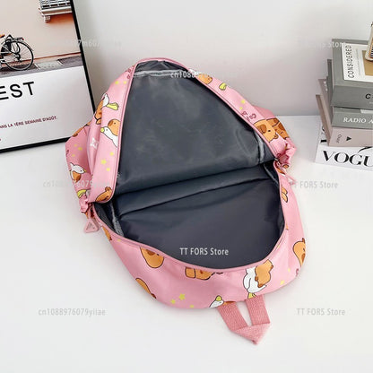 Mochila Infantil de Capivara Bonitinha de Grande Capacidade Desenho Animado Respirável Impermeável Ultraleve Adequada para Pré-escola