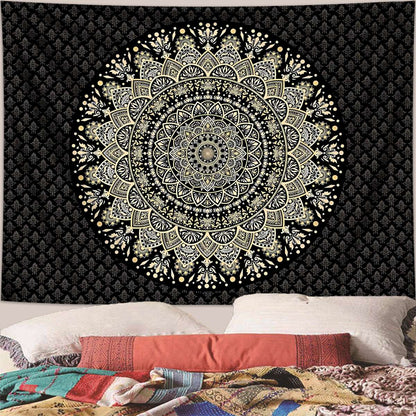 1pc Bohemian Mandala Tapestry, Retro Plant Flower psychedelic Tapestry, Hippie Style Room Decoration Wall Hanging