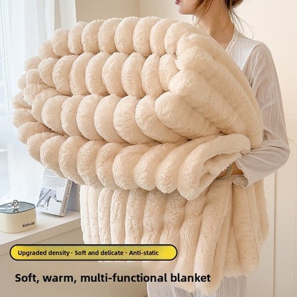 Thi Rabbit Fur Blanket Office Sofa Nap Blanket Premium Cover Blanket All Seasons  Color Polyester Fiber