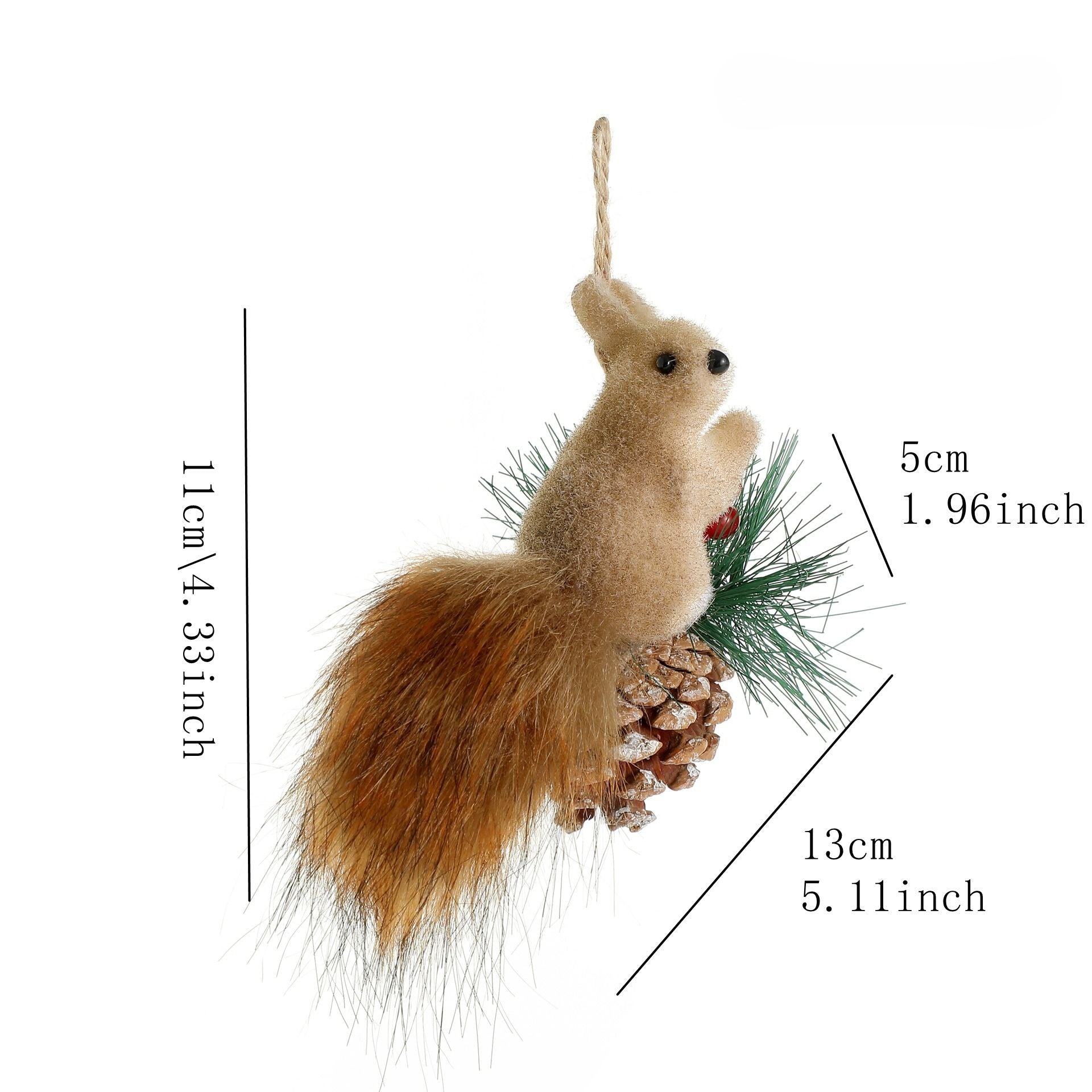 Christmas Squirrel Hanging Ornaments,Squirrel Pinecones & Berries, Rustic Winter Forest Decor for Christmas Tree, New Year Party