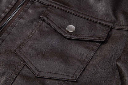 Men's Leather Jacket 2025 New Spring Autumn Winter Korean Style Slim Fit Trendy Fleece Lined Thickened Motorcycle Jacket Men's