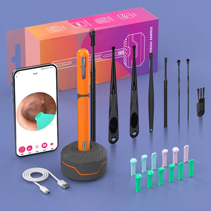 Conjunto de Limpeza de Ouvido com Câmera, Hastes para Ouvido, Otoscópio, Carregamento USB C, Ferramenta de Remoção de Cera com Endoscópio, Câmera Mini de Limpeza de Ouvido, Conjunto de Limpeza de Ouvido