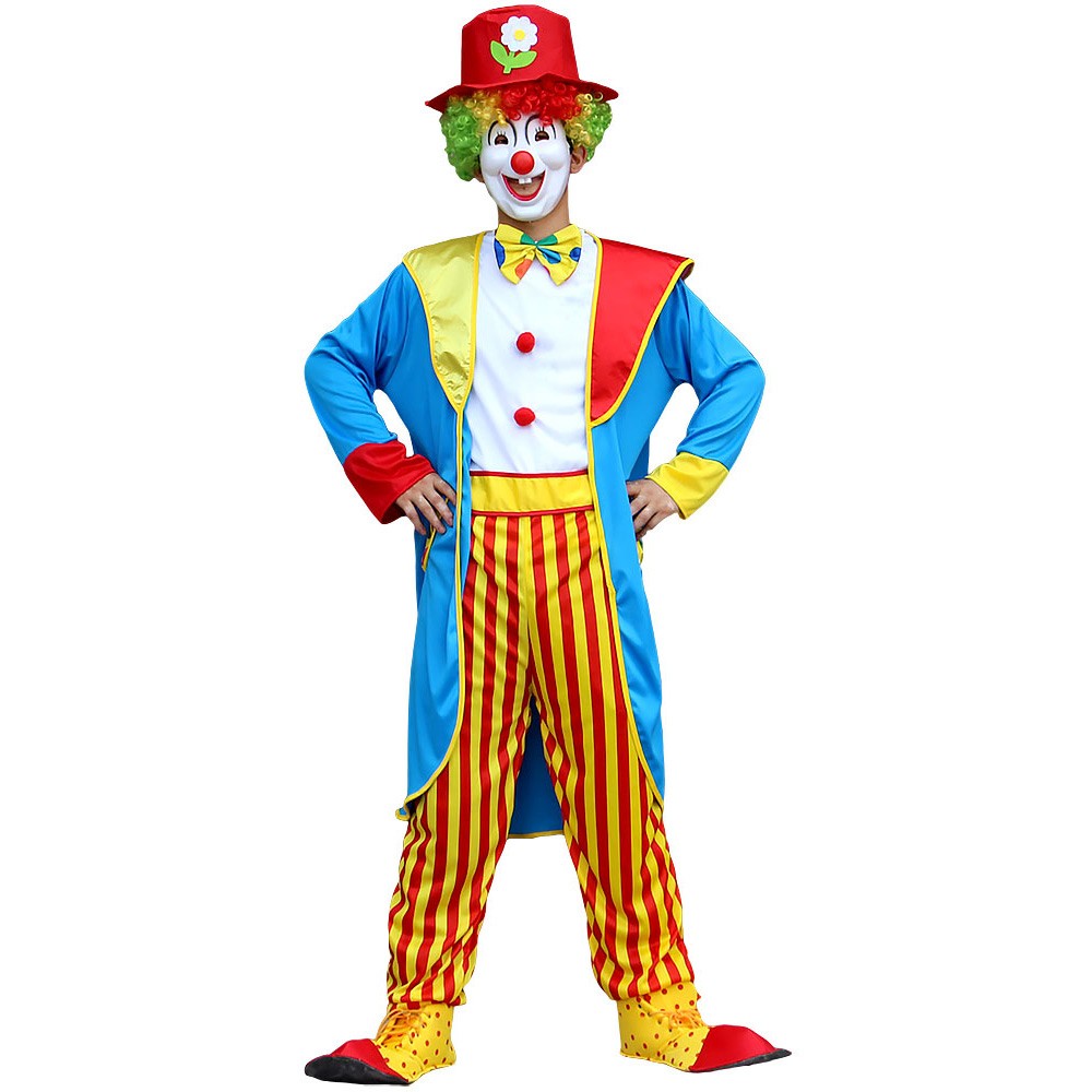 Adults Funny Clown  Costumes ,Joker Cosplay Suits for Men,Magician Performance Fancy Outfits?just Clothes,no Prop Wig/Mask/Shoes