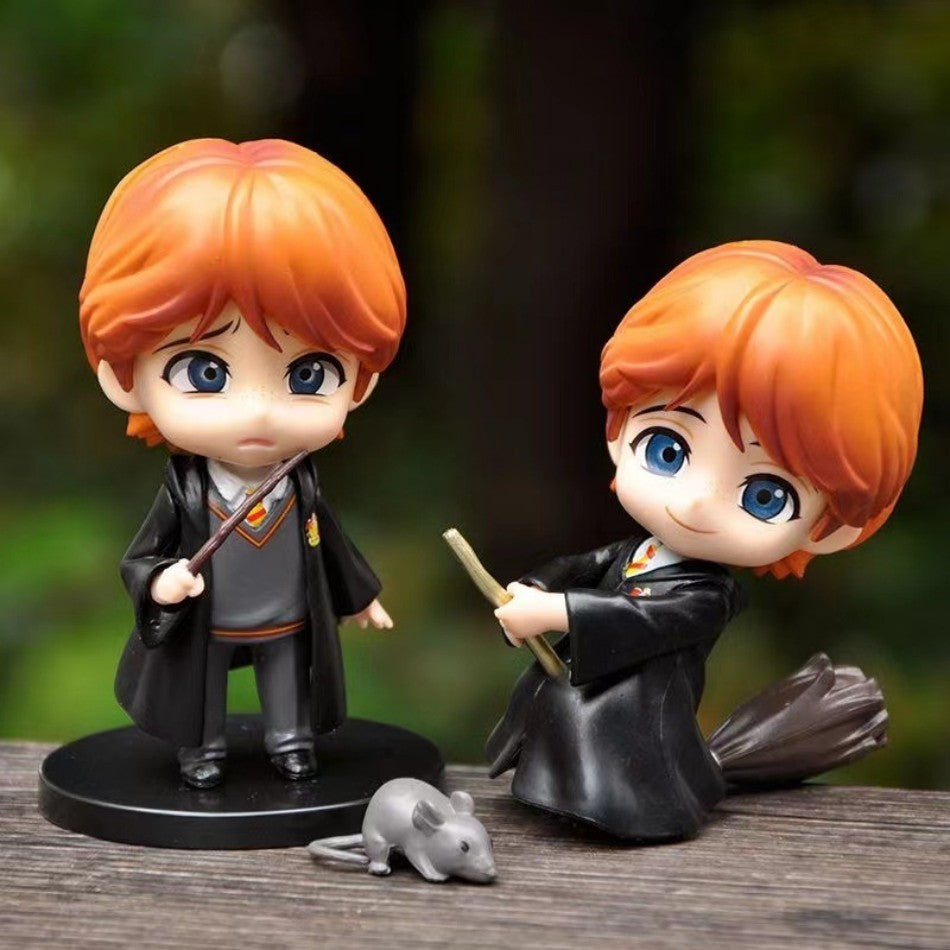 Hot 3-10 unidades/conjunto Harri Q Style Potter Posket Hermione Ron Hedwig Boneco de Vinil Brinquedo Decoração de Bolo Carro Modelo PVC Boneca Presente Brinquedos