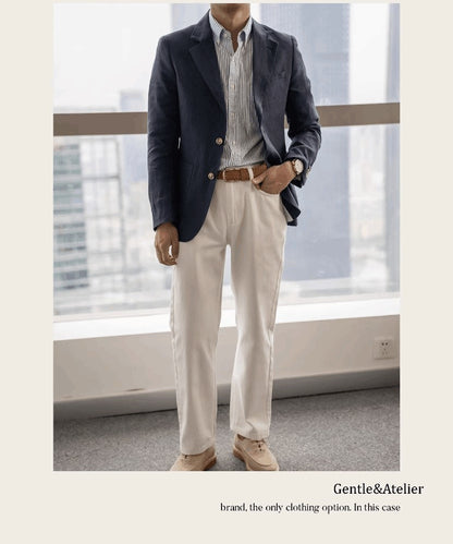 Summer Linen Casual Breathable Men's Lightweight Breathable Slim-Fit Blazer Vintage Italian Style Trendy