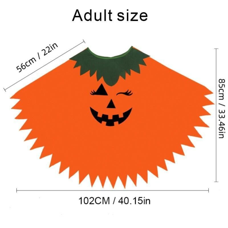 Adult Pumpkin Luminous Halloween Costume Glow In The Dark Face Print Orange Cape With Headband Unisex Fancy Scary Cosplay Outfit