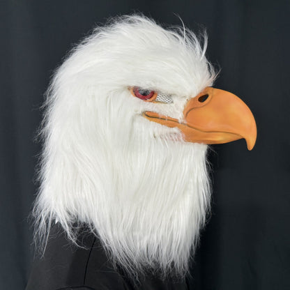 White Eagle Latex Mask – Realistic Bird Head Costume Feathers For Adults Halloween Party Cosplay Animal Prop Masquerade Carnival