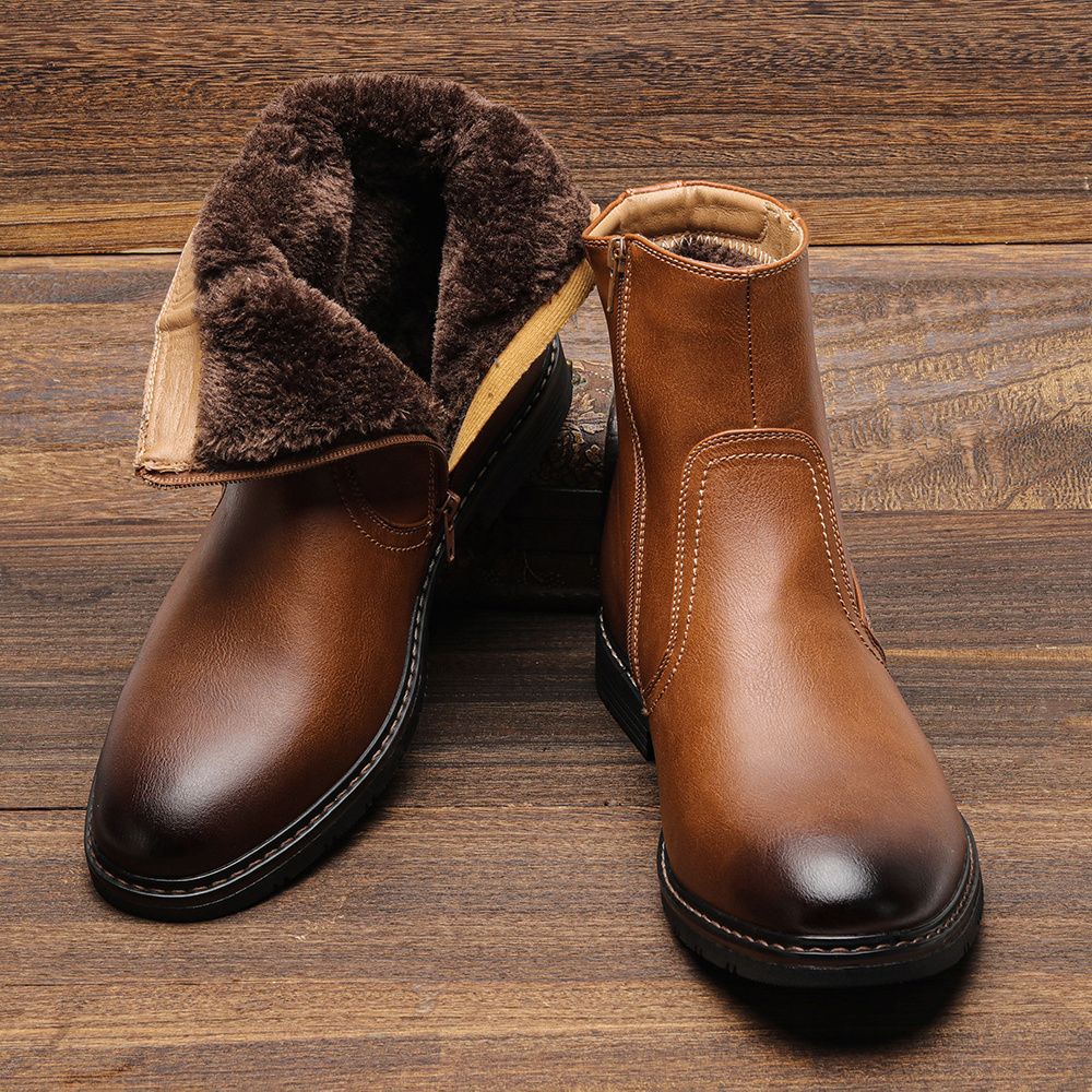 Men Winter Boots Vintage Ankle Warm Men's Winter Shoes #5278