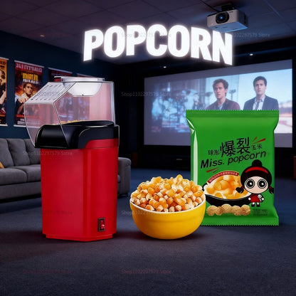 Mini Popcorn Maker: Electric Hot Air Corn Popper with fast heating, a Compact Snack Machine for Movie Night Parties Home Kitchen