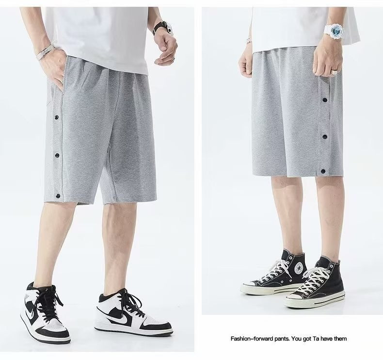 Shorts totalmente abertos para homens no verão em estilo coreano, use calças soltas casuais esportivas de 5 pontos para casais