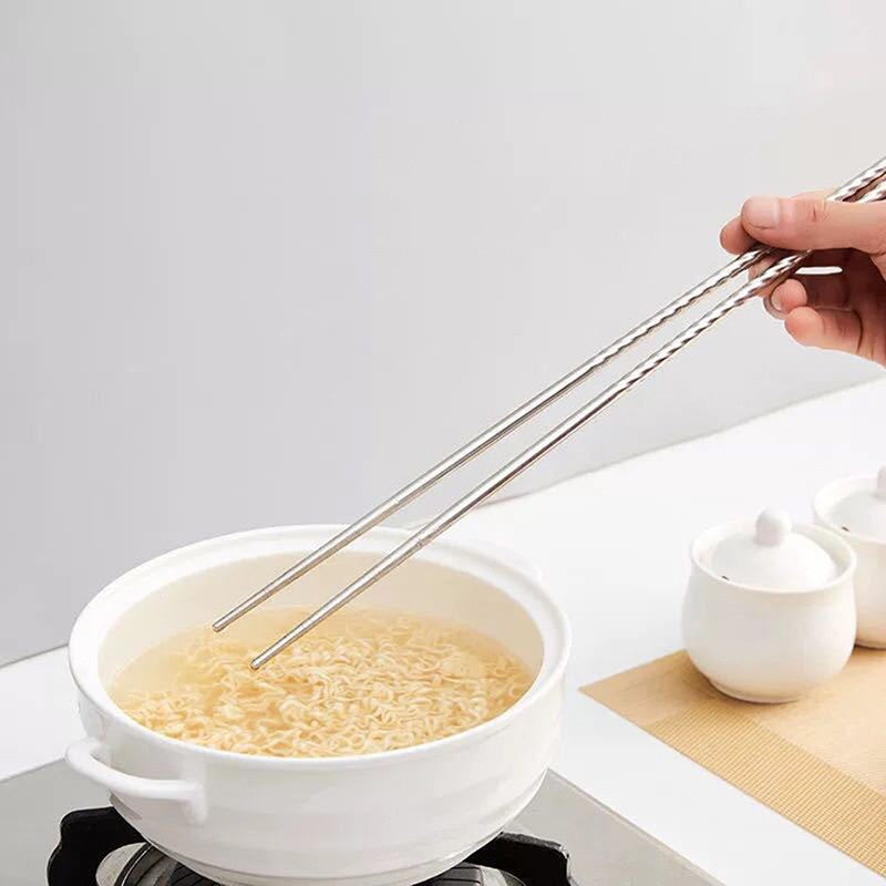 1 Pair Cooking Chopsticks Stainless Steel Chopsticks Extra Long Frying Chopsticks Hot Pot Long Chopsticks Dishwasher Safe 38cm
