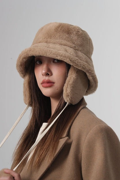 Bomber Winter warm bucket hat hats for women Golf cap Hiking hat fur hat Winter hat Barrel cap Cotton fabric Ear protection cap