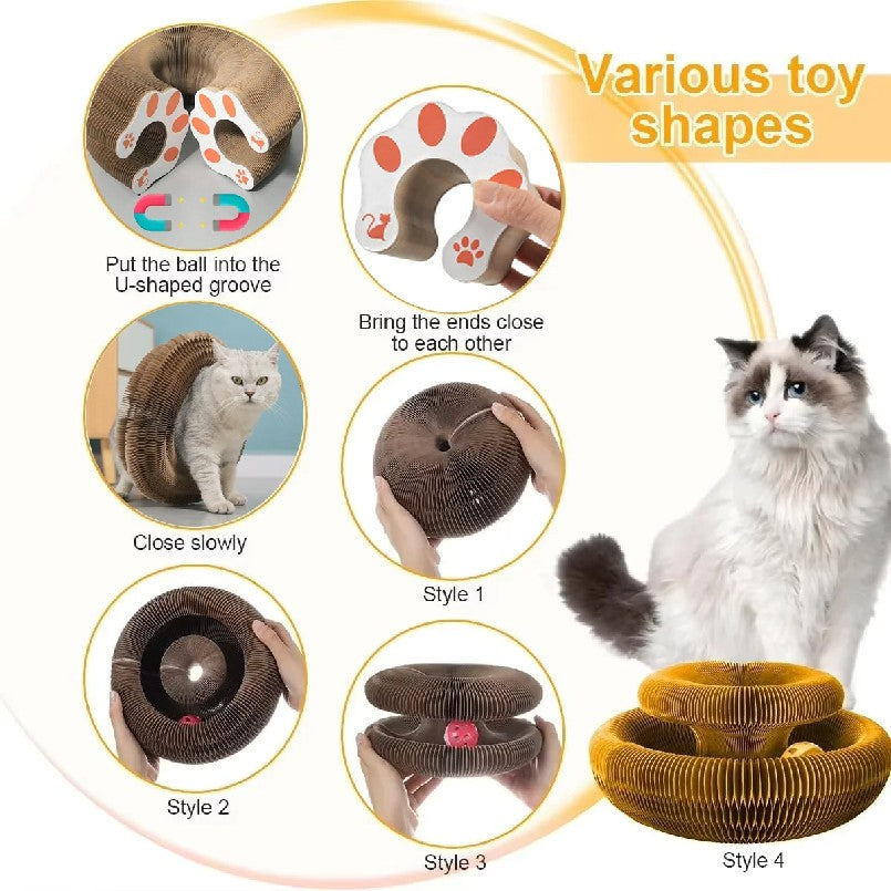 Brinquedo Dobrável Kitten Curl para Gatos Arranhador Mágico de Órgão Durável de Papelão Reciclável Cama para Gatos Arranhador Interativo