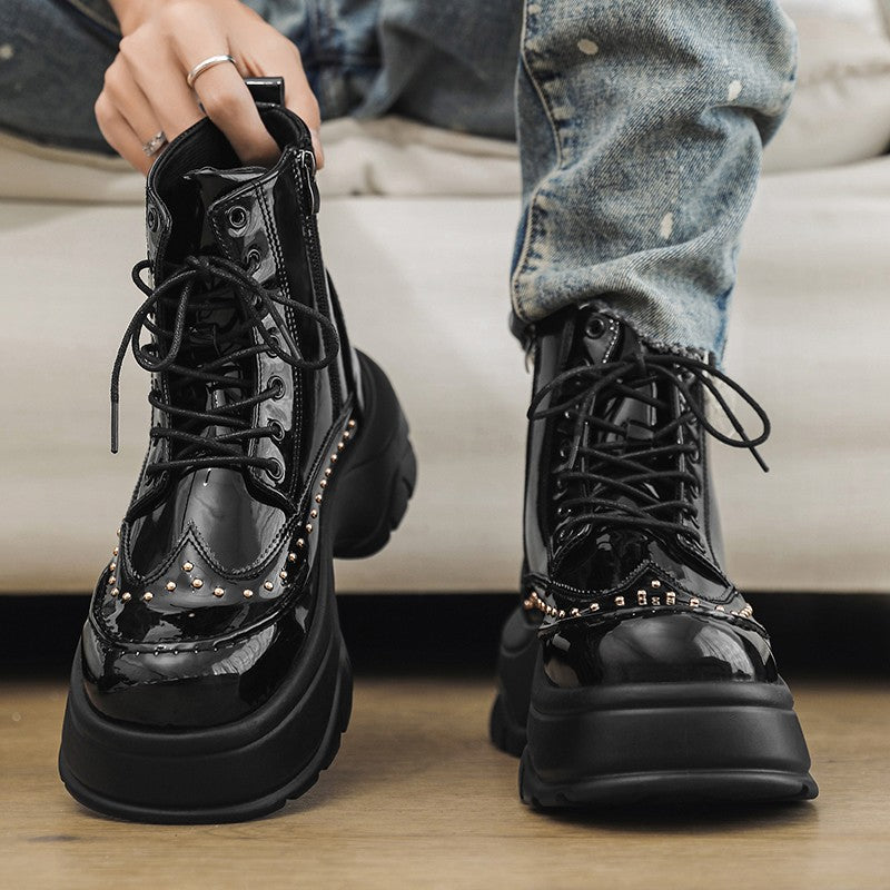 Men's high-top trendy shoes for autumn/Winter 2025, thick-soled height-increasing shoes