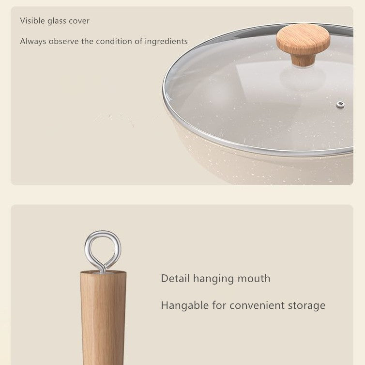 Deepen Non-Stick Frying Pan Wok Medical Stone Household Steak Pancake Pot Induction Cooker Gas Stove Universal Kitchen Cookware