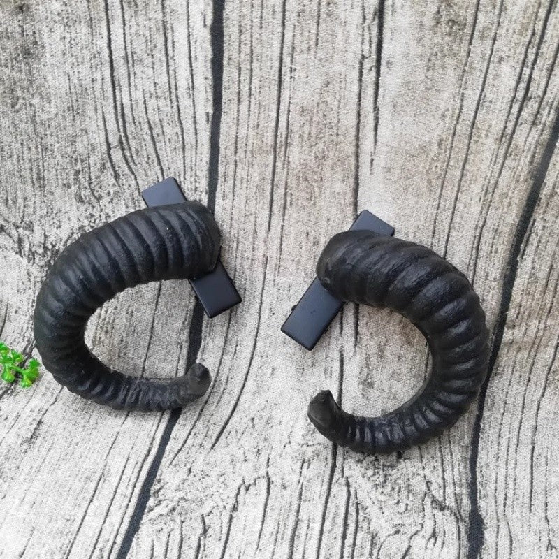 New Handmade Black Demon Horn Headwear Halloween Cosplay Gothic Animal Sheep Horn Props Dark Queen Performance Accessory