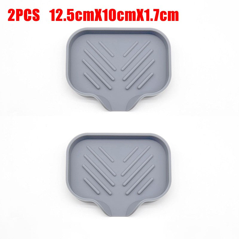 1/2pcs Kitchen Sink Silicone Tray With Drain Soap Sponge Storage Holder Countertop Sink Scrubber Brush Soap Storage Rack