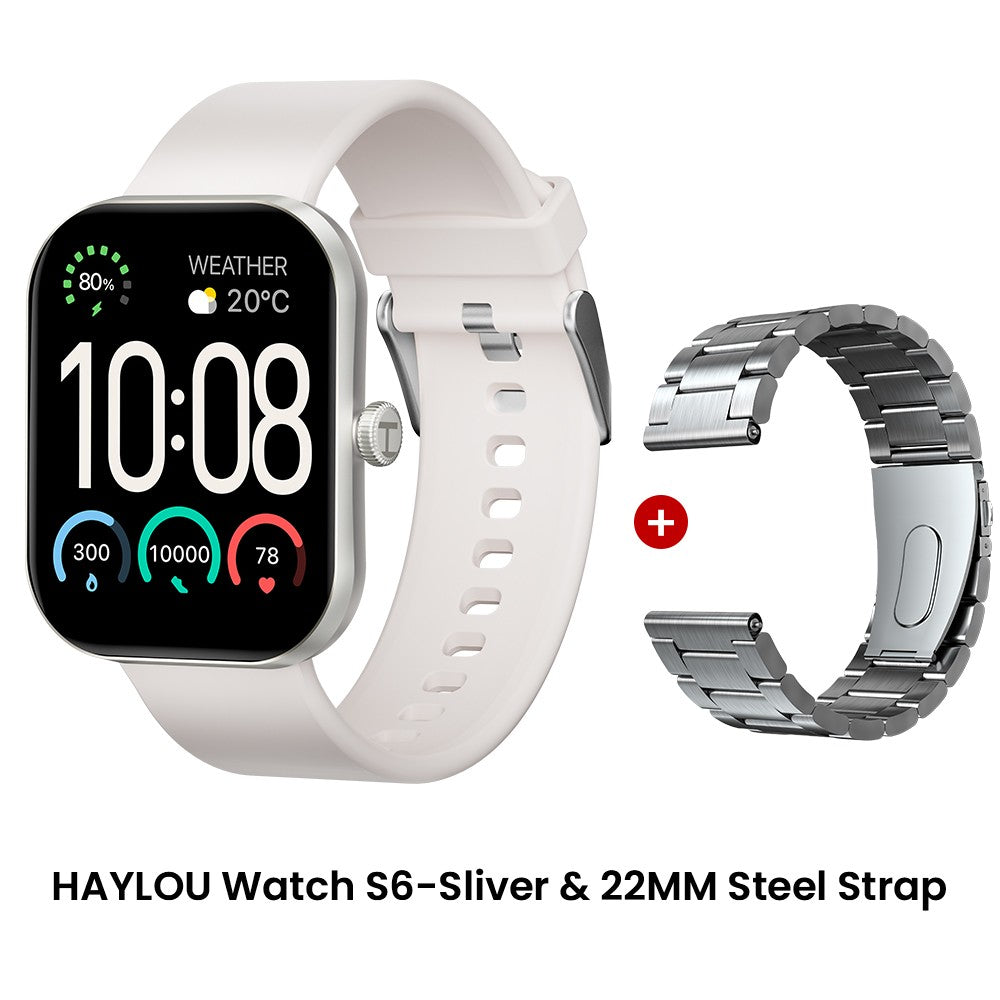 Smartwatch HAYLOU Watch S6 Tela HD de 2,01" Smartwatch Chamadas de Voz Bluetooth Monitoramento Fitness à Prova D'Água IP68