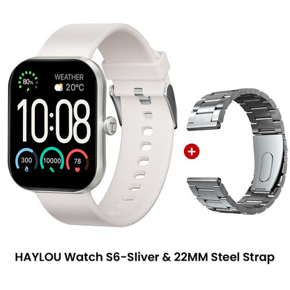 Smartwatch HAYLOU Watch S6 Tela HD de 2,01" Smartwatch Chamadas de Voz Bluetooth Monitoramento Fitness à Prova D'Água IP68