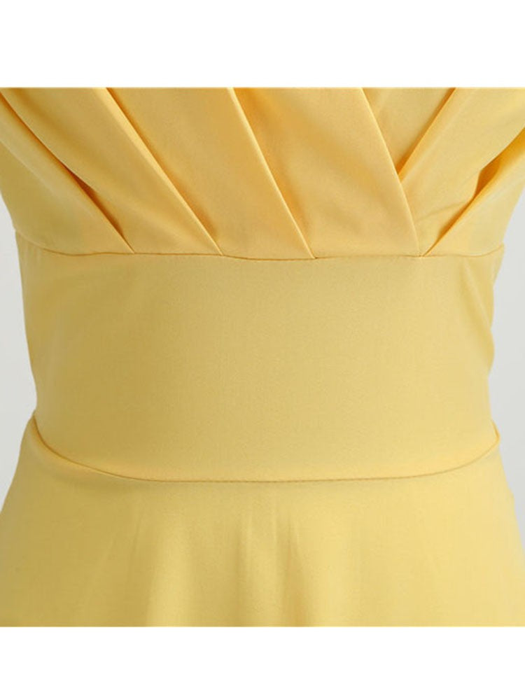 Pink Summer Dress Women V Neck Vintage Robe Elegant Retro pin up Party Office Mi