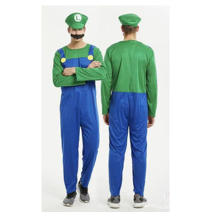 Disguised men's Luigi luxury adult clothing super brother clothing role-playing fancy dress set men's and women's hats and beard