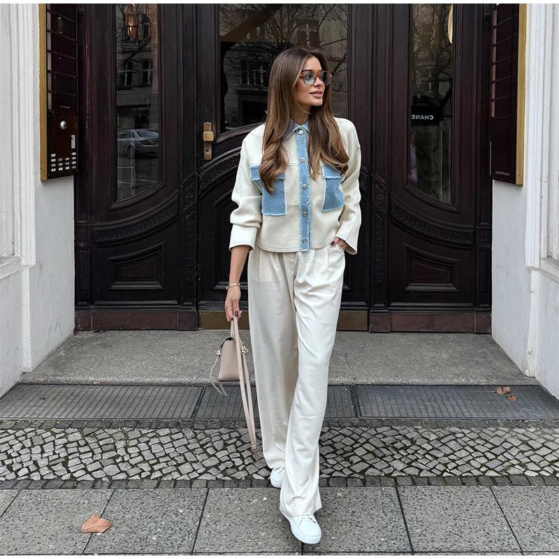 Women 's Jackets Laple Denim Patchwork Fringes Big Pockets Single Breasted Long Sleeve Coat Female 2025 Spring New Lady Outwears