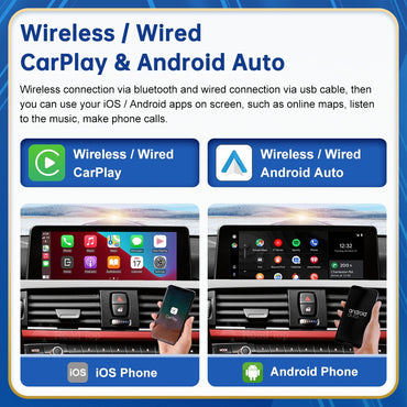 Wireless Android Auto For BMW 3 4 Series F30 F31 F32 F33 F34 F35 F36 CIC NBT EVO 2011-2020 Carplay Interface Mirror Link Airplay
