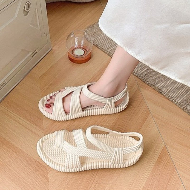 Men's Beach Sandals Summer Vacation EVA Non-Slip Straw Sandals Fashion Couple Flip Flops Soft Outdoor Breathable Casual Shoes