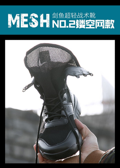 Bota Tática Leve de Verão para Combate Masculina e Feminina, Treino de Escalada, Impermeável, Caminhada ao Ar Livre, Sapatos de Malha Respirável