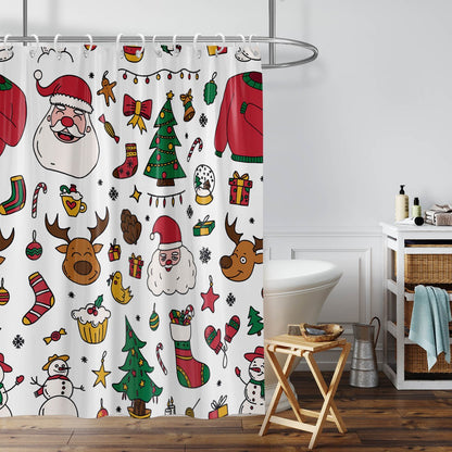1 piece 180x180cm Christmas gingerbread man pattern printed shower curtain partition bathroom waterproof and mildew proof