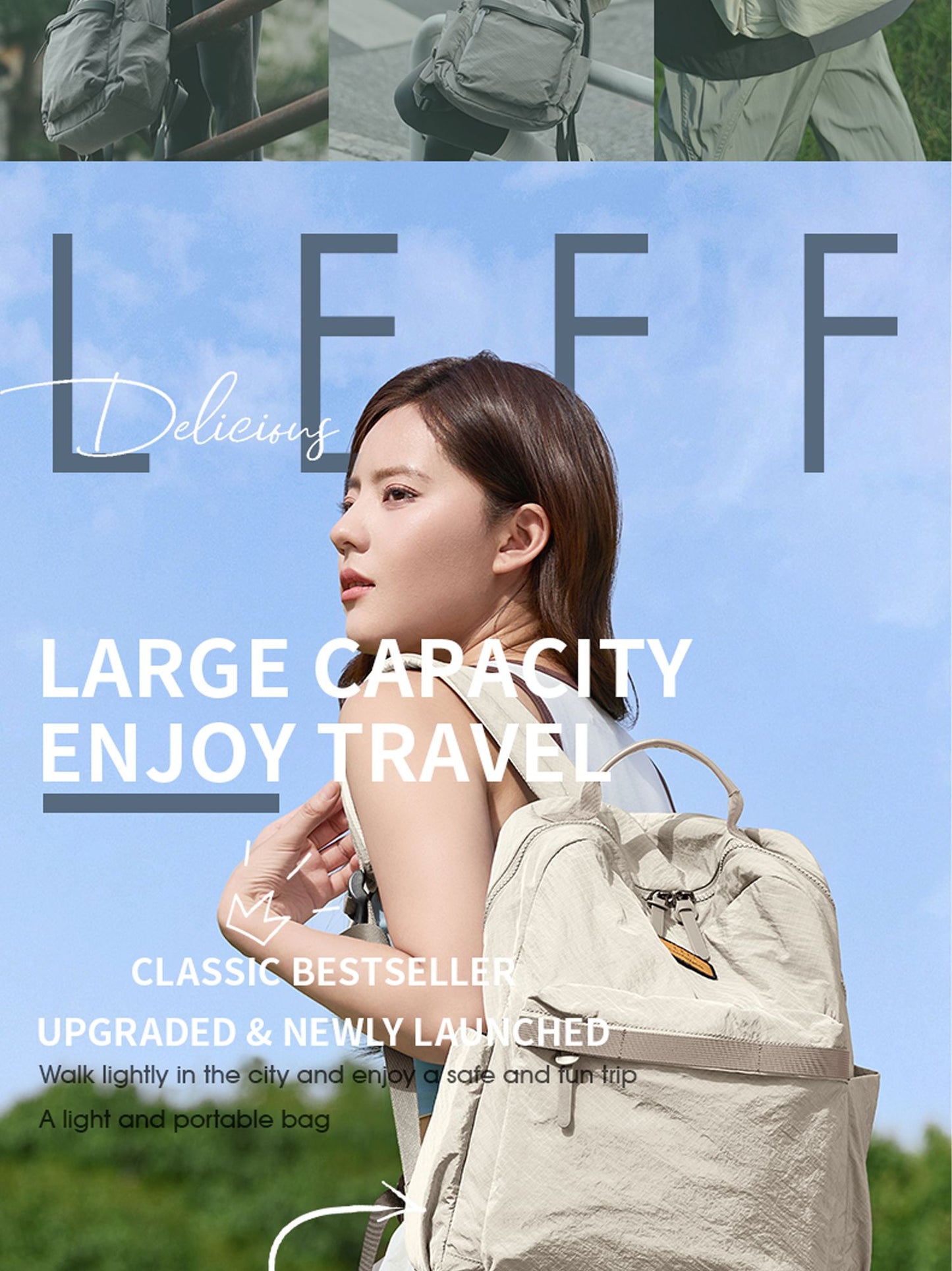 LEFF New Fashion Backpack For Women High Quality Outdoor Travel Waterproof Backpacks Laptop Commuting Bag High End Female Bags